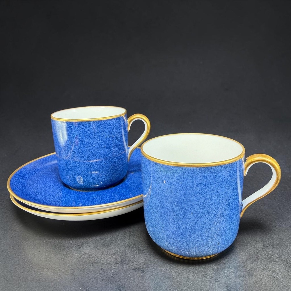 Spode‎ Copeland China Cobalt Blue Gold Trim Demitasse Cup Saucer Set England VTG